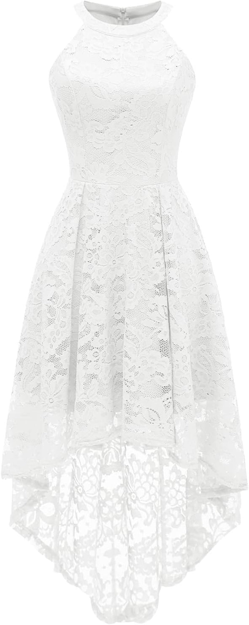 Elegant Hi-Lo Lace Halter Dress for Wedding Guests & Bridesmaids - Perfect Cocktail Party Attire