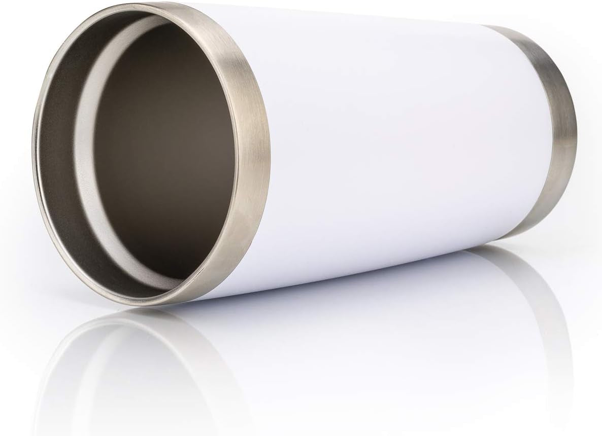20Oz Stainless Steel Insulated Coffee Tumbler with Lid and Straw - Double Wall Powder Coated Travel Mug (White)