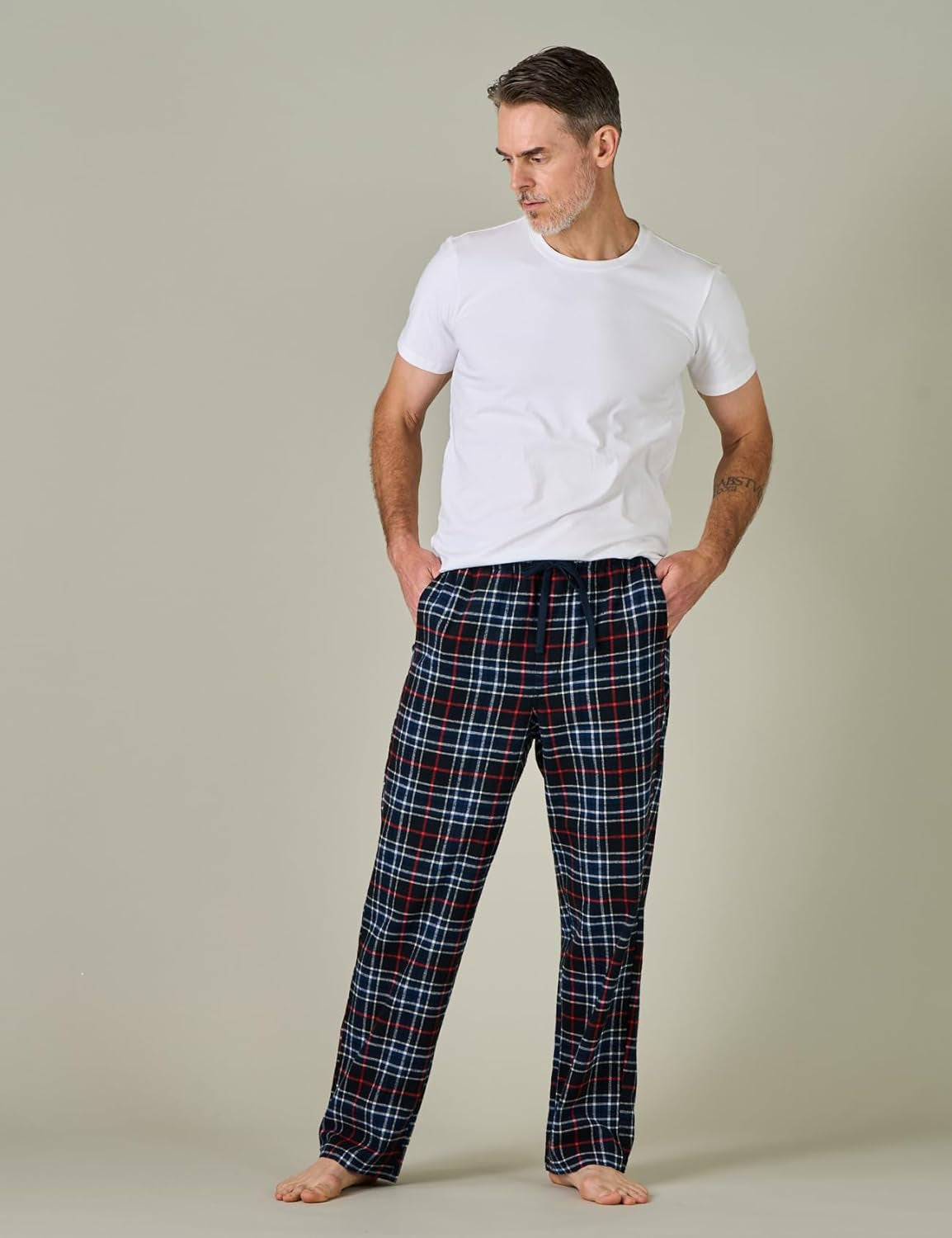 Cozy Men's Cotton Flannel Plaid Pajama Pants with Drawstring and Pockets