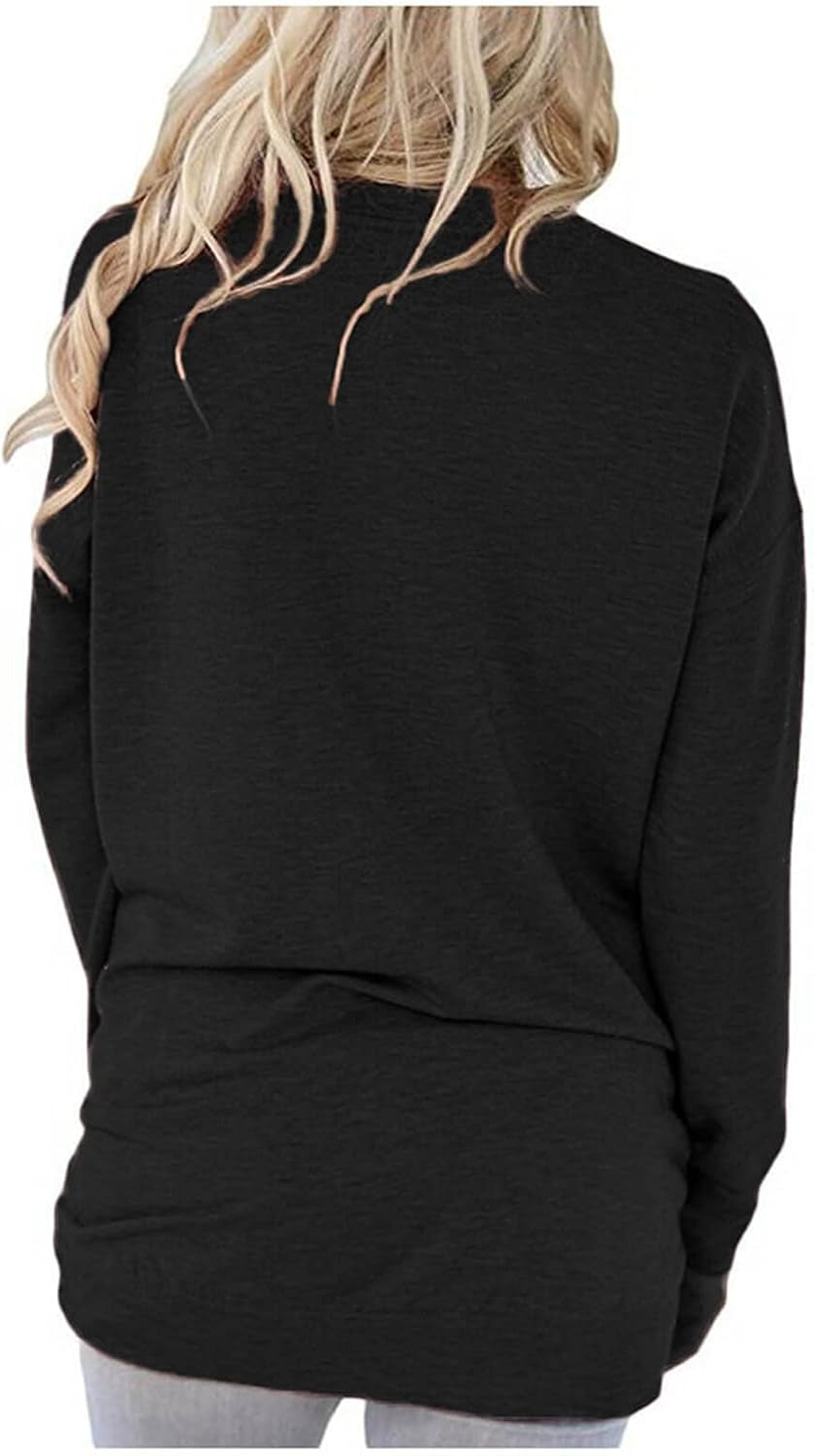 Cozy Women's Crewneck Sweatshirt - Casual Loose Fit Long Sleeve Tee