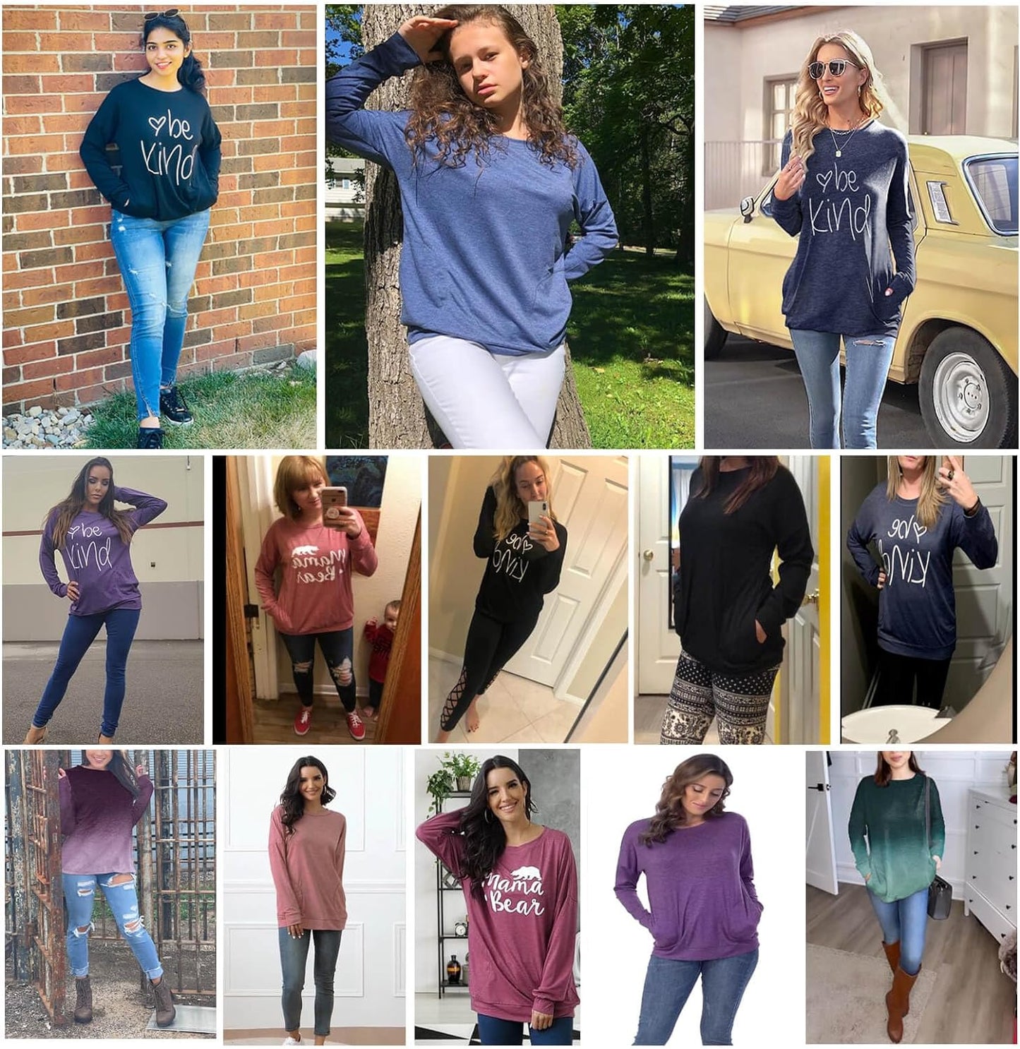 Cozy Women's Crewneck Sweatshirt - Casual Loose Fit Long Sleeve Tee