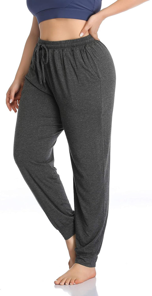 Plus Size Women's Comfy Lounge Yoga Pants - Relaxed Joggers with Drawstring and Pockets