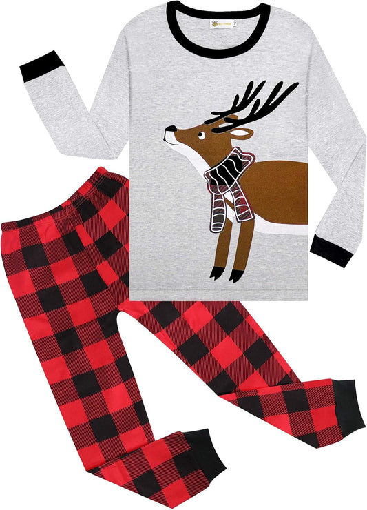 Cozy Cotton Boys Pajama Set - Cute Long Sleeve Xmas Sleepwear for Kids Ages 1-8
